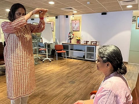 Dubai-based Rashmi Coelho in the midst of a pranic healing session. This method of healing is all about utilising the energy around you, or ‘prana’ as it is called in Sanskrit, and healing the afflicted part of you.