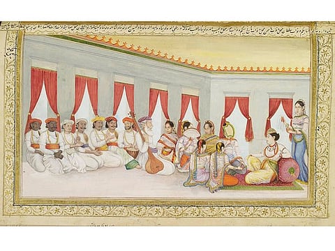 Mirza Wajid Ali Shah, the eleventh and last King of Awadh with female members of his family. Also called the Nawab of Awadh or the Nawab of Oudh, Shah ruled Awadh (or Oudh), north India from 1847 to 1856