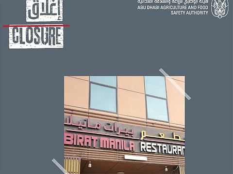 A restaurant in Abu Dhabi has been shut down for violation of non-halal food rules