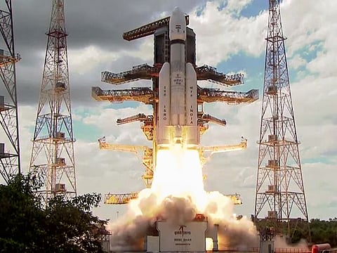 Indian Space Research Organisation (ISRO) launches Chandrayaan-3 mission from Satish Dhawan Space Centre, in Sriharikota on July 14, 2023