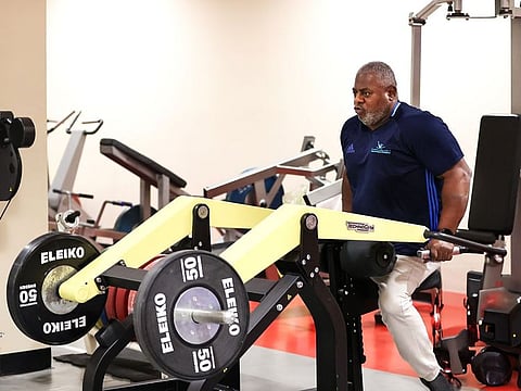 UAE's Mohammed Khamis khalaf in training ahead of the Para Powerlifting World Championships 2023 being held in Dubai for the third time.