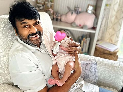 Actor Chiranjeevi with his granddaughter.
