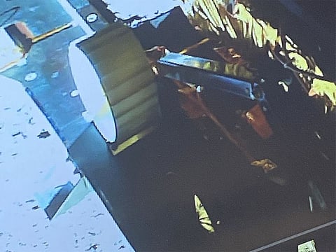 India’s moon rover has come out of the moon lander and is on the latter’s ramp.