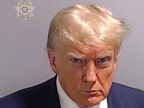 Booking mugshot of former U.S. President Donald Trump