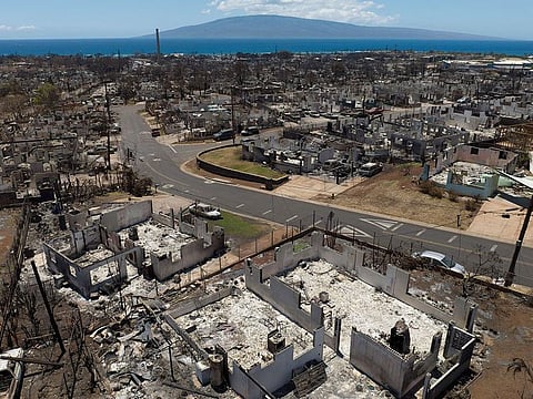 A general view shows the aftermath of a devastating wildfire in Lahaina, Hawaii.