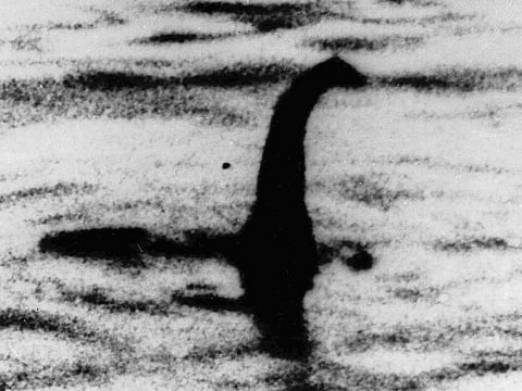 This undated file photo shows a shadowy shape that some people say is a the Loch Ness monster in Scotland, later debunked as a hoax.