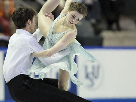 Alexandra Paul and Mitchell Islam, of Canada, skate their free dance at Skate Canada International in Kingston, Ontario, Canada, on October 31, 2010.