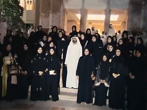 Still from clip posted on X by Sheikh Mohammed on Emirati Women's Day