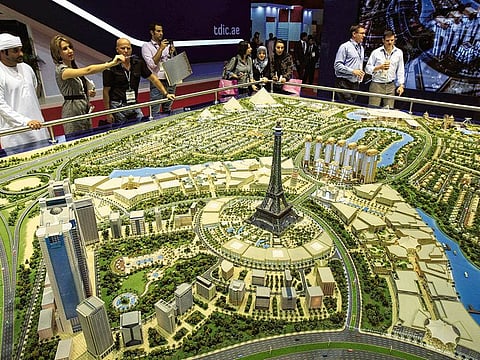 The original version of the Falcon City is on display in this file picture from a Dubai property show.