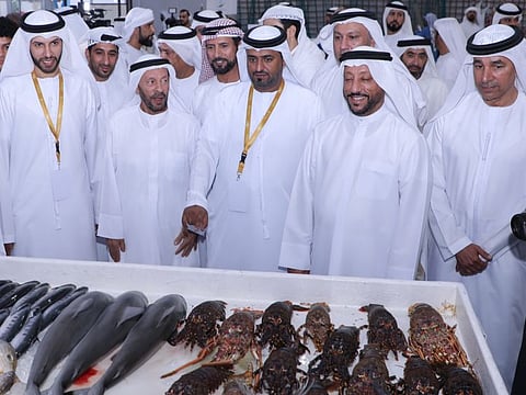 Abdullah Sultan Al Owais  (second from right) and other officials at the opening of the Al Maleh and Fishing Festival in Dibba Al Hisn