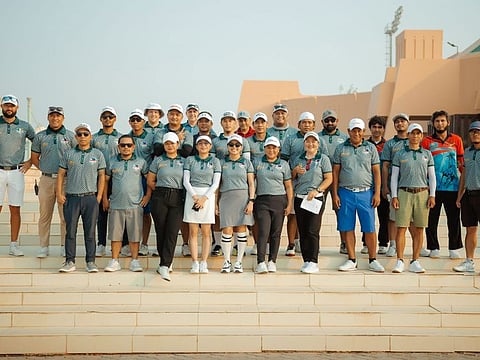 Competitors in the Staff v Members Tournament at Al Ain Equestrian, Shooting & Golf Club