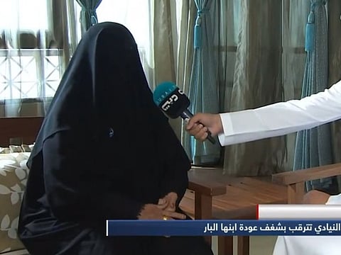 Still from clip shared by MBRSC showing interview of Al Neyadi's mother by Dubai TV on Sunday