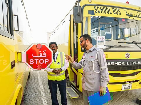 An official from RTA’s Public Transport Agency during a site visit in Dubai to check school buses
