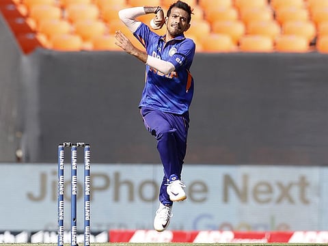 Yuzvendra Chahal of India during the first ODI between India and West Indies at the Narendra Modi Stadium in Ahmedabad last year.