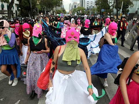 Women take part in a protest in support of safe and legal abortion access to mark International Safe Abortion Day, in Mexico City, Mexico September 28, 2022.