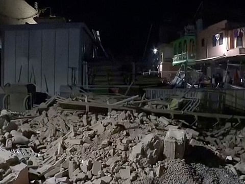 View of rubble from the earthquake in Marrakech, Morocco September 9, 2023 in this screen grab taken from a video.