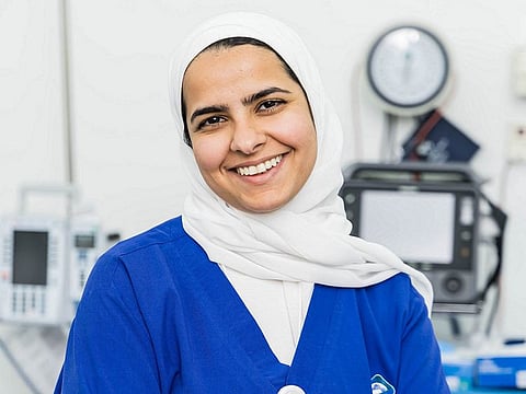 Emirati nurse Wadha Musabbeh Al Shamsi works at Madinat Khalifa Healthcare Centre - Seha Clinic in Abu Dhabi