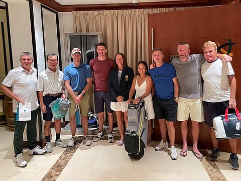 1st Round Winners from the left, Mounzer Joujou, Pierre Xu, Christopher Andrews, Raymond Logan, Lady Club Captain Nicola Breeze, Laira Taylor, Graeme McCann, Mike Robson, & Mel Russ
