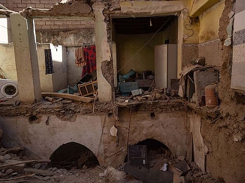 Said Afouzar and Elgoufi Nezha's destroyed home in Amizmiz, Morocc.