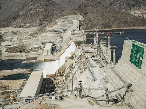 The Grand Ethiopian Renaissance Dam (GERD) in Guba, Ethiopia, on February 19, 2022.