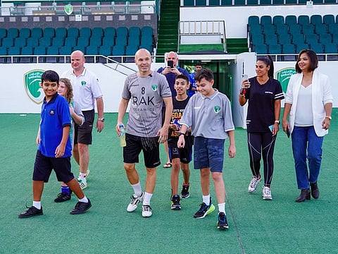 Five lucky Emirates Club fans got the chance to meet football superstar Andres Iniesta.
