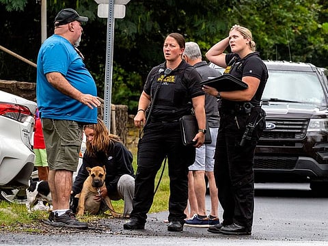 PA State Troopers and other law enforcement officers are on the scene in Nantmeal Village as the search for escaped convict Danelo Cavalcante moved to northern Chester County Sunday, Sept. 10, 2023.