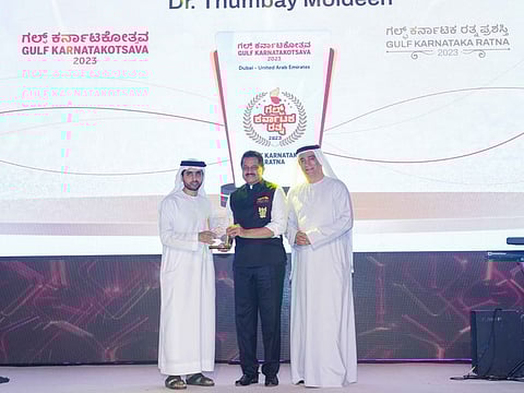 Dr Thumbay Moideen honoured at the Gulf Karnatakotsava 2023