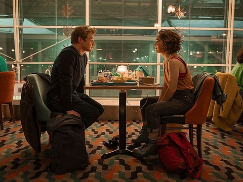 A still of Haley Lu Richardson and Ben Hardy in 'Love at First Sight'