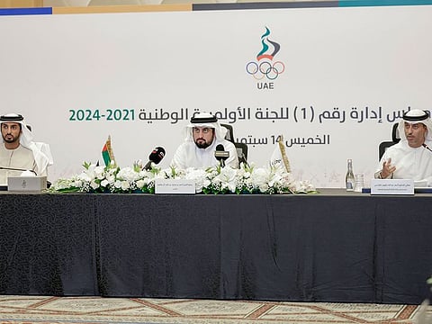 Sheikh Ahmed chairs a National Olympic Committee review meeting on Wednesday.