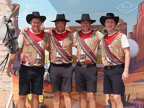 The winning team Petrus Uys (Al Dhannah Mens Captain), Beyers Habig, Ian Semple (Al Dhannah Mens Vice Captain) and Gidion Janse Van Rensburg