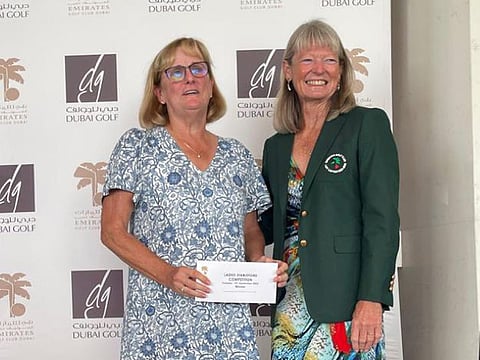Deirdre Kemp (left) alongside Emirates Golf Club Ladies Captain Fiona Berry