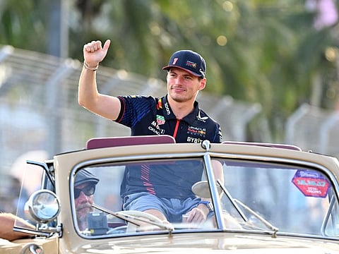 Red Bull's Max Verstappen during the drivers parade during the Singapore Grand Prix at Marina Bay Street Circuit on September 17.