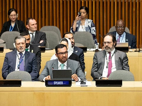 Dr Sultan bin Ahmed Al Jaber, Minister of Industry and Advanced Technology and COP28 President-Designate, addressed on Thursday the UN Climate Ambition Summit in New York.