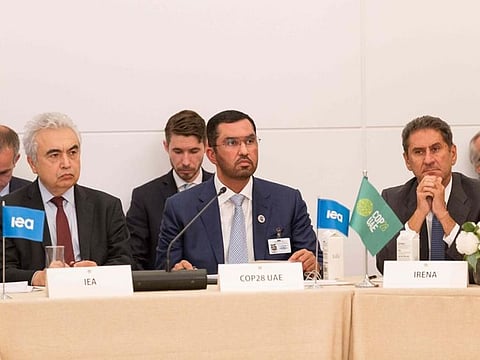Dr Sultan Al Jaber, COP28 UAE President-Designate speaking at the Global Stocktake Ministerial, International Energy Agency Dialogue and Youth Ambition Majlis at the UN General Assembly in New York on Friday