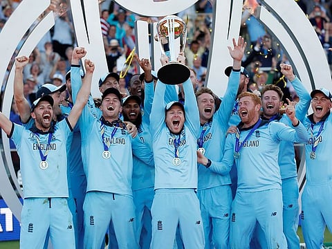 England skipper Eoin Morgan lifts the World Cup after defeating New Zealand in a thrilling final in 2019. The hosts were awarded $4 million for their effort.