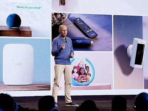 Dave Limp, senior vice president of devices and services at Amazon.com Inc., speaks during the Amazon Devices and Services event at the HQ2 campus in Arlington, Virginia, on Wednesday, September 20, 2023. Amazon.com Inc. previewed a push into generative artificial intelligence with new features for its Alexa voice assistant.
