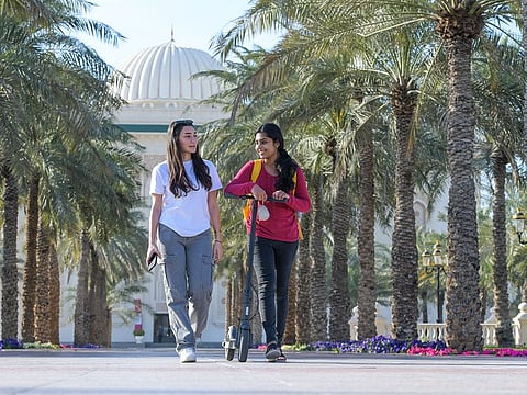 Students at the American University of Sharjah campus
