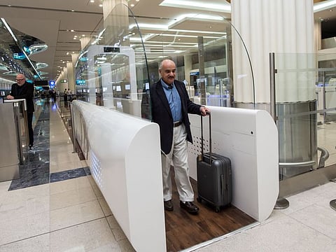Passengers at Terminal 3 of Dubai Airports can simply walk through passport control by showing their faces at the smart gates.