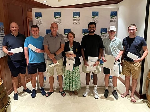 Winners of the DP World Tour Championship Luckiest Ball on Earth 2023 Qualifying Round at Arabian Ranches Golf Club