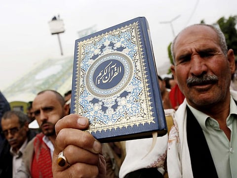 People protest against the burning of Quran in Denmark and Sweden, in Sanaa, Yemen, on July 24, 2023. The desecration incidents have not only deeply offended Muslims but have also tarnished the countries’ international image.