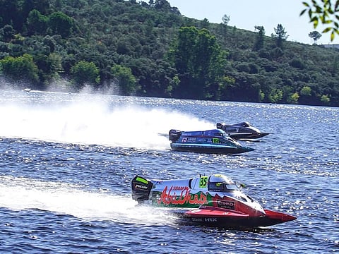 Rashid Al Qamzi was in complete control on the Tegus River circuit at Vila Velha de Rodao as he led from start to finish from pole position to cruise home by 4.8 secs from Portugal’s Duarte Benavente.