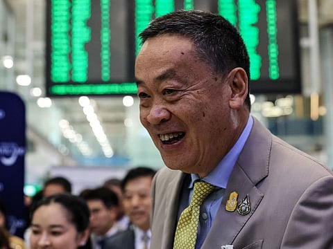 Srettha Thavisin, Thailand's prime minister, during an event to welcome inbound tourists from China at Suvarnabhumi Airport in Bangkok, Thailand, on Monday, Sept. 25, 2023. Thailand agreed to waive visa requirements for travelers from China and Kazakhstan for five months starting Sept. 25 as the tourism-reliant nation turns to the travel industry to prop up Southeast Asia’s second-largest economy. Photographer: Valeria Mongelli/Bloomberg