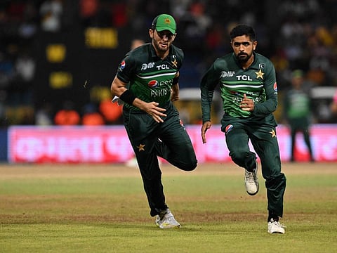 Pakistan Babar Azam (right) and Shaheen Shah Afridi in action during Asia Cup Super Four match against Sri Lanka at the R. Premadasa Stadium in Colombo on September 14.