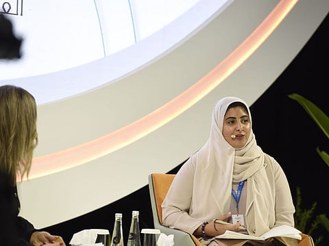 Sheikha Shamma bint Sultan bin Khalifa Al Nahyan, President and CEO of the UAE Independent Climate Change Accelerators (UICCA), during a session on 'Media & Sustainability' on the second day of Arab Media Forum in Dubai