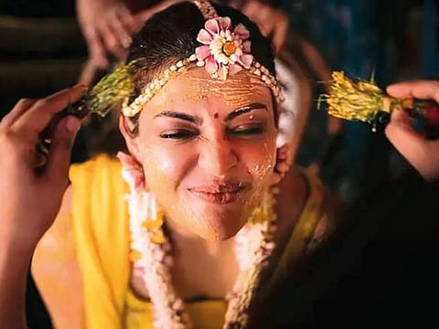 Kajal Aggarwal with floral accents