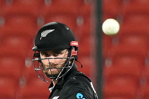 New Zealands Kane Williamson plays a shot during a warm-up match between Pakistan and New Zealand ahead of the ICC Mens Cricket World Cup in Hyderabad on Friday.