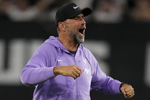 Liverpool's manager Jurgen Klopp celebrates after the Europa League Group E match against Linzer ASK.