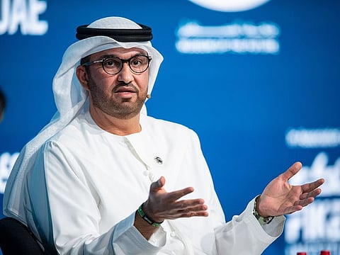 COP28 President-Designate Dr Sultan Ahmed Al Jaber at the ‘Countdown to COP28’ discussion at the Museum of the Future in Dubai on Saturday