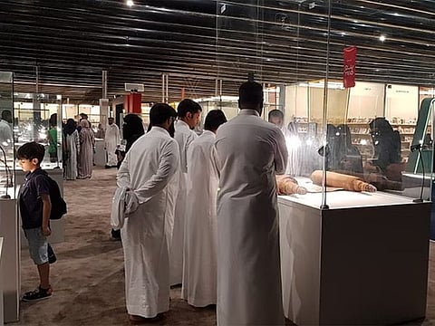 Displayed inside a glass case at the Riyadh International Book Fair, the manuscript is one of 27 rare manuscripts at a special pavilion.