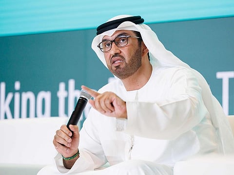 Dr Al Jaber addressing the ‘COP28 Changemakers’ Majlis: Fast-Tracking the Energy Transition’ in Abu Dhabi on Sunday